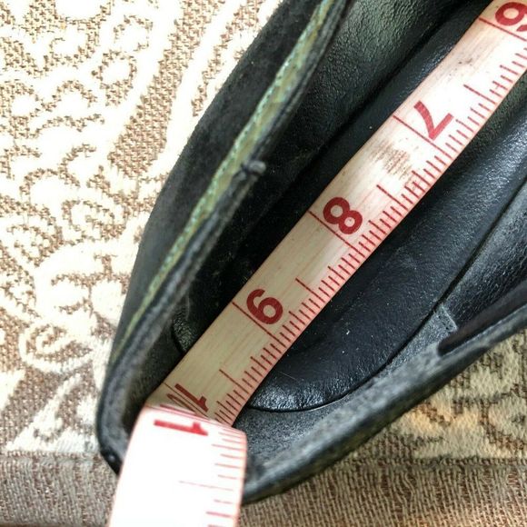 Vintage Oxfords! Black Patent Lace Up W/Green Snakeskin Trim 8.5 Narrow AA - Picture 9 of 9